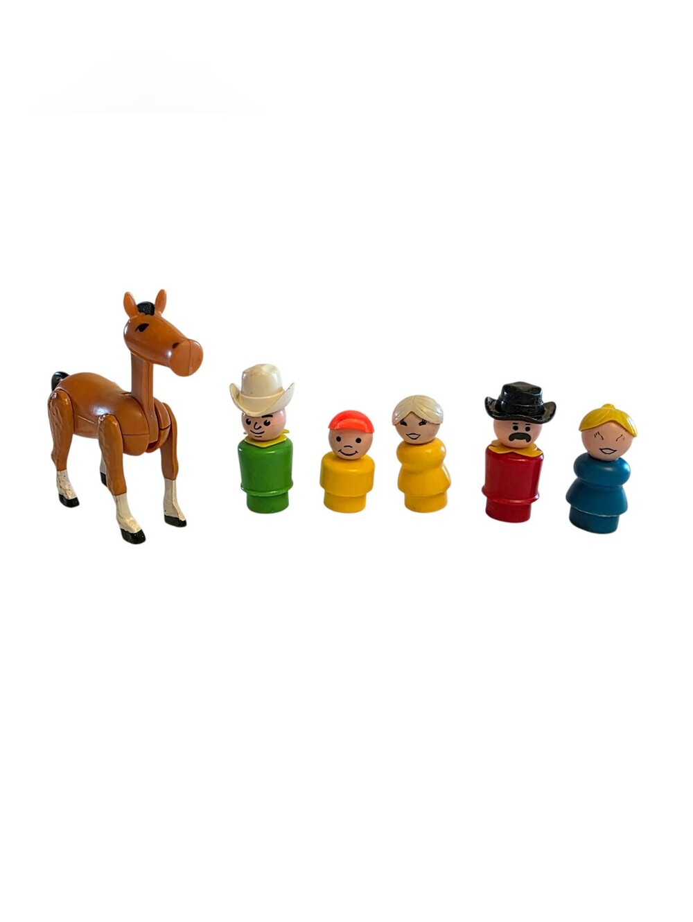 Vintage Fisher Price Little People Wood Figures Lot Of 6 Replacements Toys